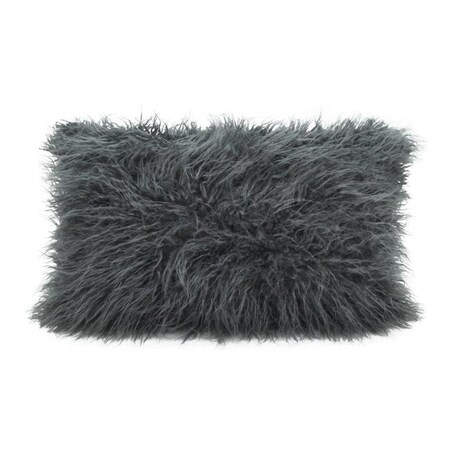 Saro Lifestyle SARO 706.ST1220B 12 x 20 in. Rectangle Mongolian Faux Fur Throw Pillow - Slate 706.ST1220B
